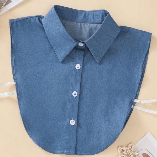 Korean Style Stand-up Collar Cotton Denim False Collar for Women 35
