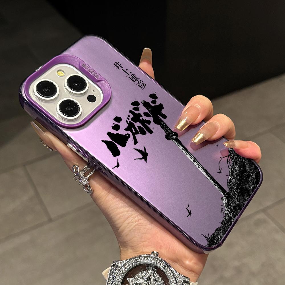 Japanese Swordsman Anime Phone Case for iPhone 17 Air 16 16e 15 14 Plus 13 12 11 Pro Max X Xs XR 8 Colorful Silver Hard Cover