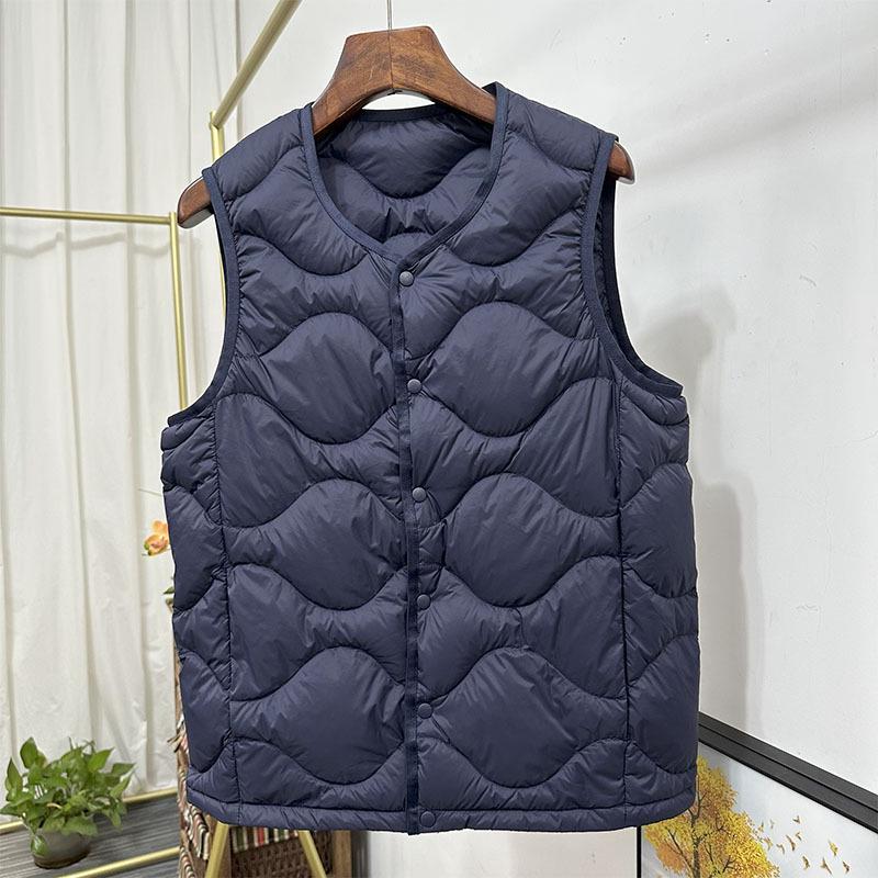 Men's Down V-Neck Sleeveless Vest - 2025 Autumn/Winter White Duck Down Gilet