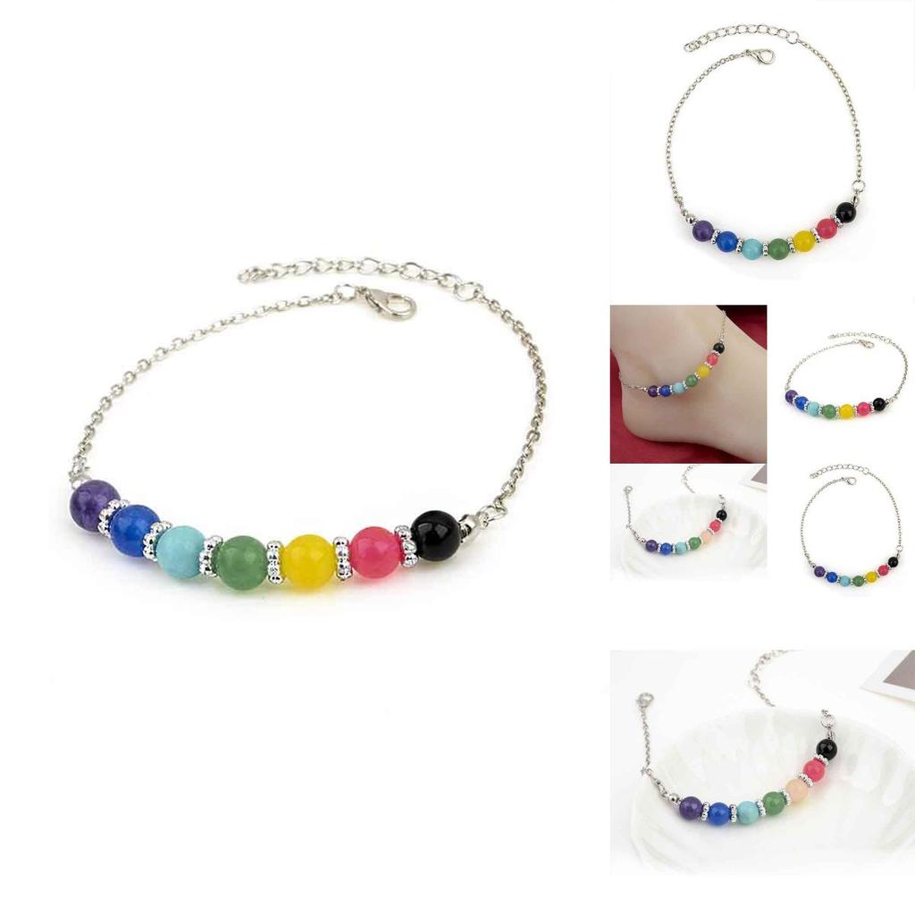 Premium Quality Fashion Stone Beach Boho Ankle Barefoots Bead Foot Bracelet Amethyst Chain