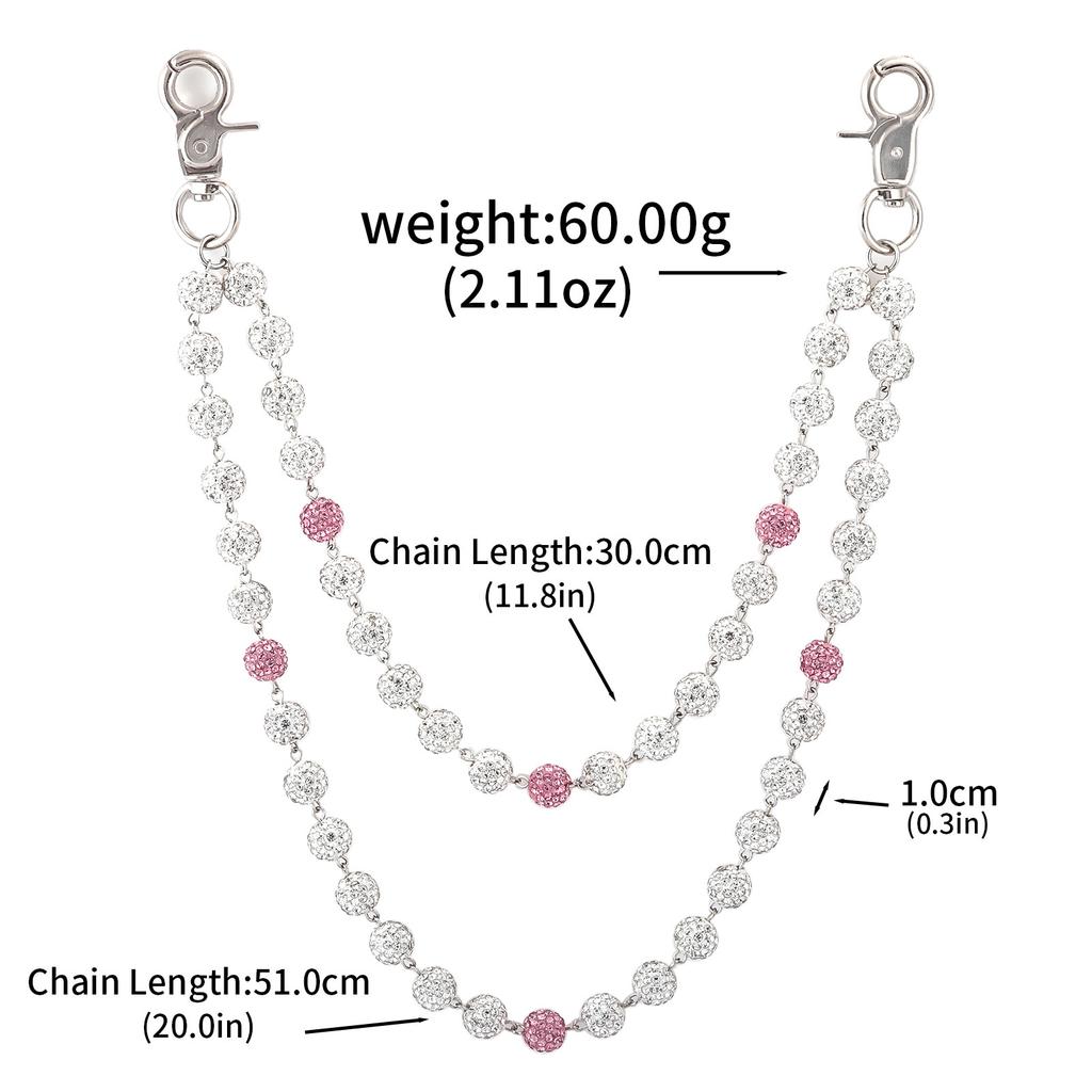 Hip Hop Disco Ball Rhinestone Exquisite Imitation Pearl Keychain Wallet Belt Chain Men Women Punk Hipster Pant HipHop Jewelry