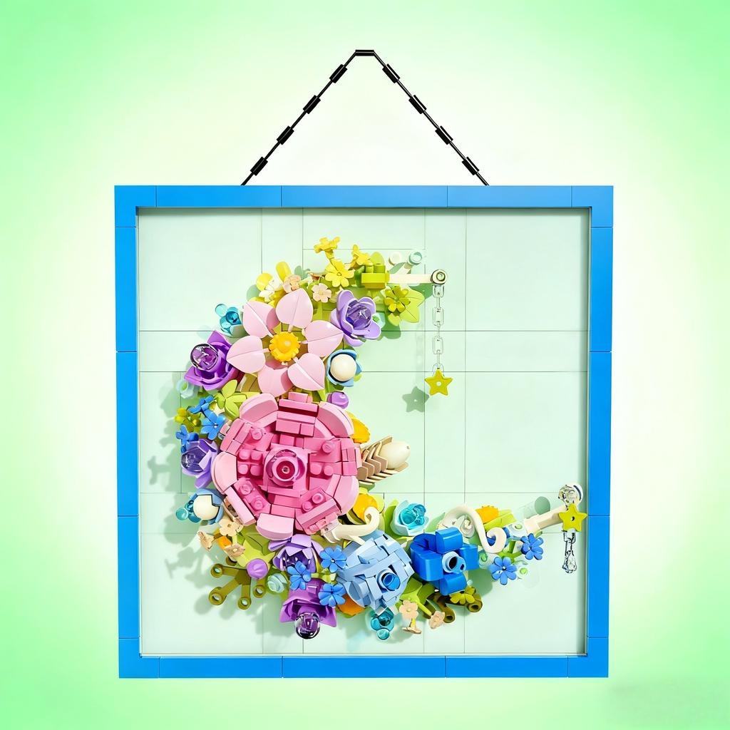 KNEW BUILT Innovative Building Block Flower 3D Po Frame Ornament-Ideal DIY DecorGift for GirlWall Hanging & Educational Toy