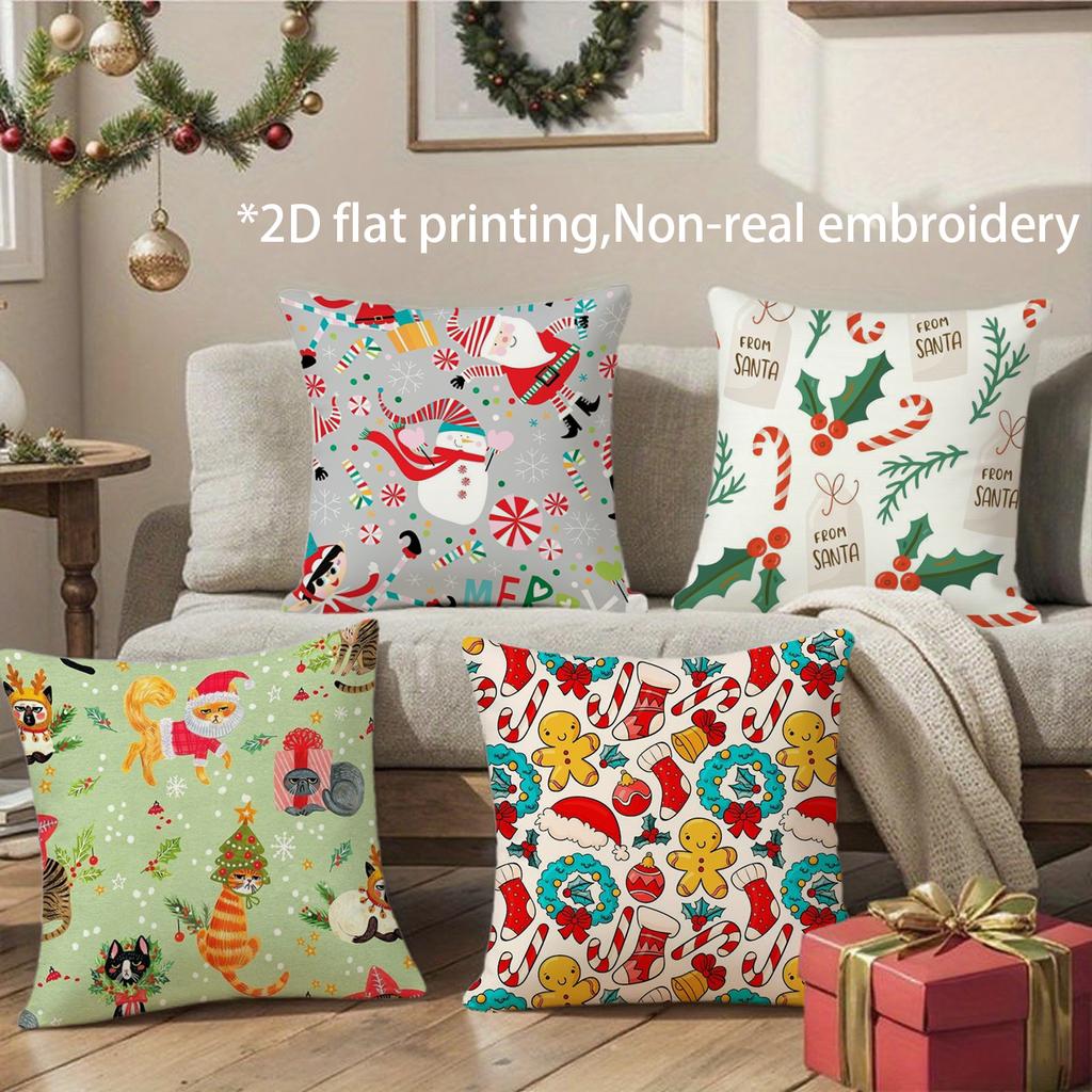 Christmas Cute Throw Pillow Covers Pattern Cushion Cover Suitable for Sofa Bedroom Car Pillow Cover