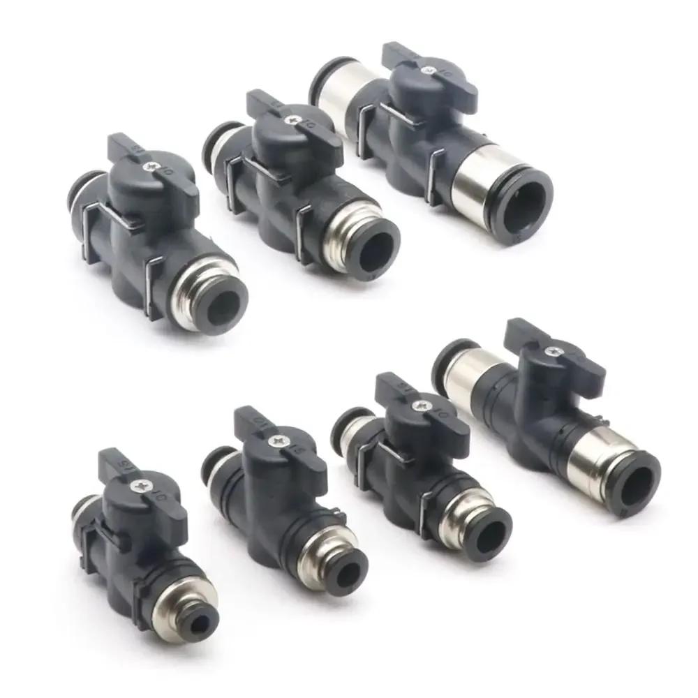 Plastic Pneumatic Hand Valve 4mm 6mm 8mm Black Push In Turn Switch Quick Joint Connector Manual Ball Current-limiting Valve