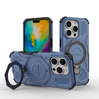 Nárazuvzdorné pancéřové pouzdro pro iPhone 16 Plus 15 16 Pro Max Magnetický airbag Ochranný otočný kryt se stojánkem proti pádu