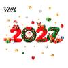 Santa Claus Reindeer Stickers 2027 Christmas New Year Window Clings, Gift Ball Static Holiday Party Decorations Decals, PVC Removable Glass