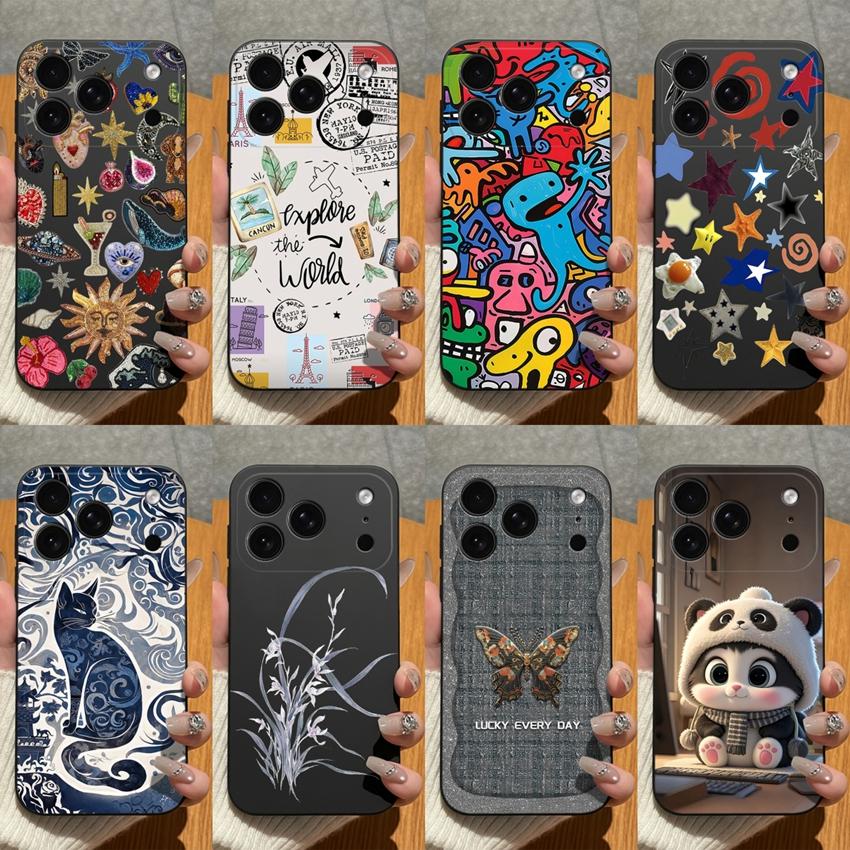 Per Apple iPhone 17 16 15 14 13 Pro Max 17 Air 16 Plus 17e 16e Cover per Telefono Bellissimo Cartone Animato Guscio Morbido Opaco in Silicone Per iPhone Coperture Anti Impronte Digitali