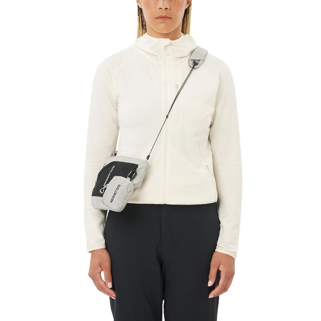 Salomon Essential Lightwarm Stand Collar Warmth Moisture Wicking Breathable Solid Color Hiking Mid Layer Fleece Women tops C27566