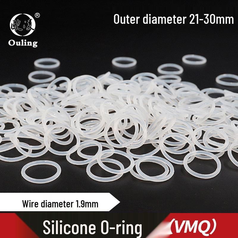 White Silicone O-Ring, OD 21-30mm, Cross-Section 1.9mm OD 21mm x 1.9mm (5 pcs) White Silicone O-Ring