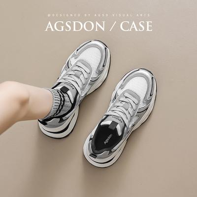 Augustine Silver Dad Shoes Women 2025 New Summer Retro College Style Platform Mesh Casual Sneakers