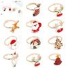 Dripping Oil Christmas Open Ring Christmas Tree Xmas Jewelry Cute Cartoon Lovely Ring  Decoration