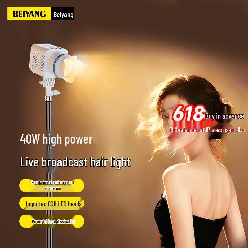 Beiyang 40W LED Hair/Backlight for Live Streaming & Photography