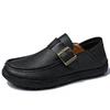Men's British Style Genuine Leather Casual Slip-On Loafers - Soft Sole, Breathable & Matte Finish