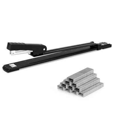 Deli Long Reach Metal Saddle Stapler for Bookbinding, Holds Up To 20 Sheets, Compatible with No. 3-1M Staples, for A4/A5 Booklets and Pamphlets, Black