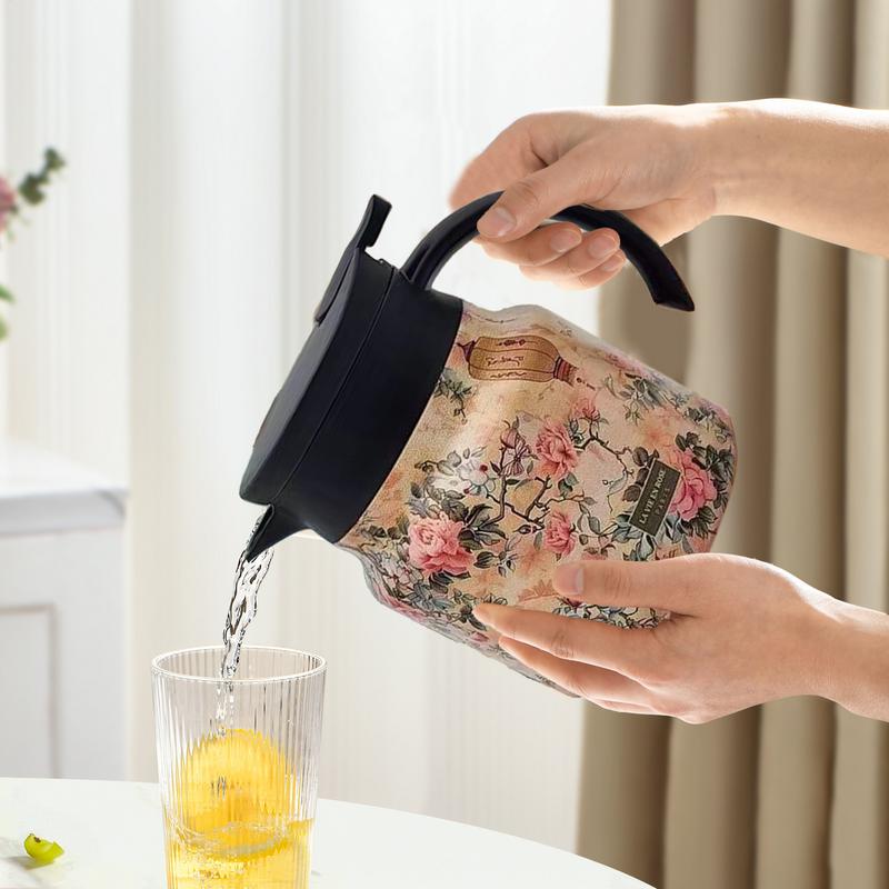 Termos de ceai cu model floral vintage, ceainic de cafea, ceai cu separare, vas cu izolație termică, model simplu de uz casnic, rafinat