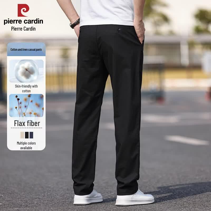 Pierre Cardin Men s Linen Blend Straight-Leg Casual Pants 36