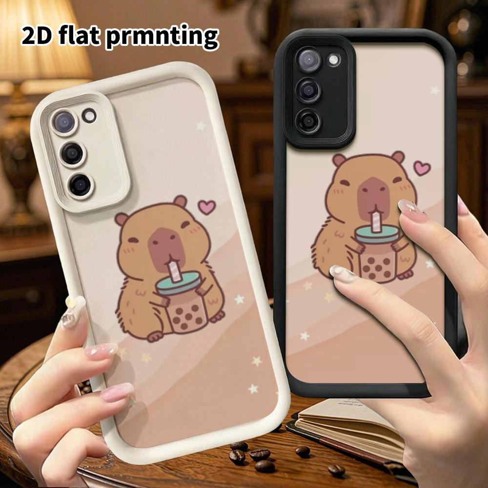 Phone Case: 2D Flat Samsung Galaxy A34 A35 M05 M06 S20 S22 S21 FE Plus 5G Stepped Protective Case, with a Milk Tea Capybara, Christmas and Halloween G