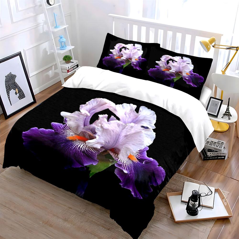 Floral Art Three-Piece Set Decoration Soft Comfortable Duvet Cover Bedding Set Included 1*Duvet Cover & 2*Pillowcases, Gift