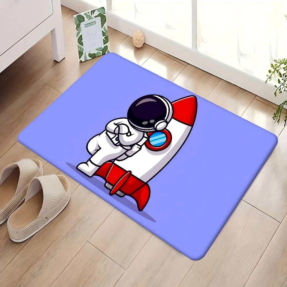 Cartoon Rocket Astronaut Bathroom Mat Anti-slip Absorb Water Long Strip Cushion Bedroon Mat Welcome Doormat