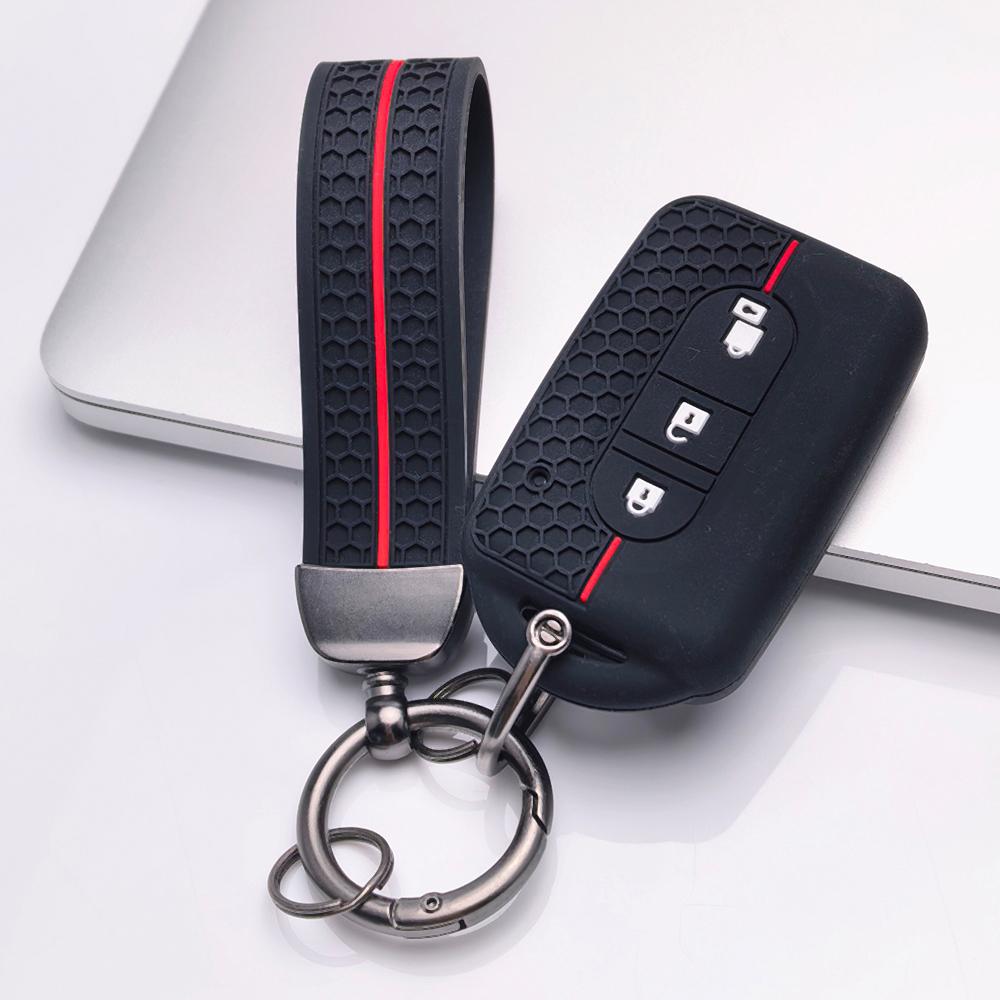 Silicone Key Cover with keychain for Nissan 3 Button Smart Key, Fits Nissan Qashqai X-Trail Juke Pathfinder Navara, Shockproof Key Fob Holder чёрный