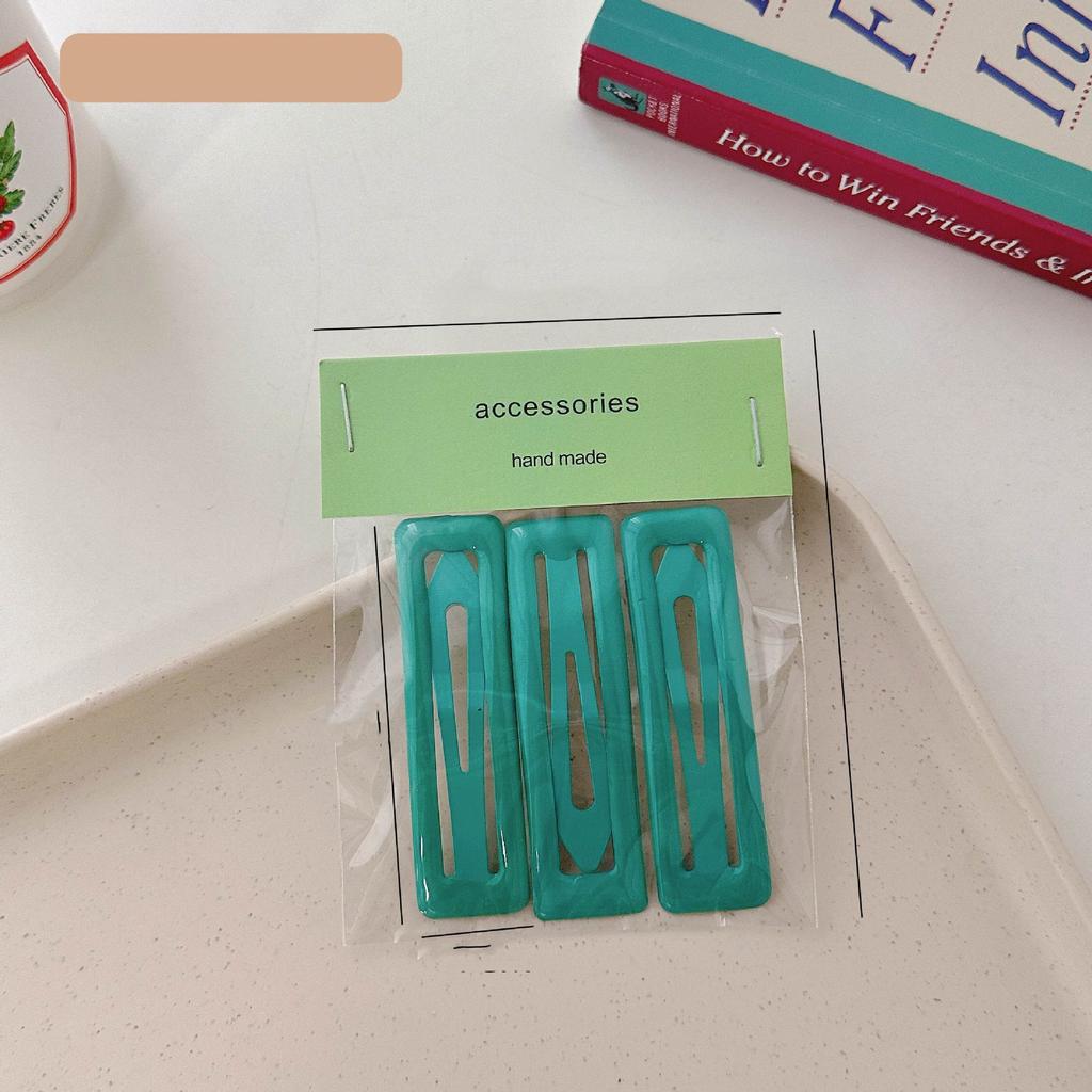 Épingles à cheveux simples givrées pour filles, 3 pièces, pinces à cheveux carrées, ovales, Triangle, pour enfants, épingles à cheveux, cliquez sur clac