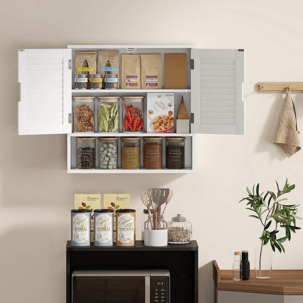 Bathroom Cabinet, Wall Mounted Storage Cabinet with Adjustable Shelves, 60 x 20 x 60 cm, White