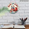 2D Flat, 1pc Retro Vintage 4th of July Sign, Patriotic American Flag Cake Cup Coffee Cherry Jug Decor, Round Aluminum Metal Sign, 4th of July
