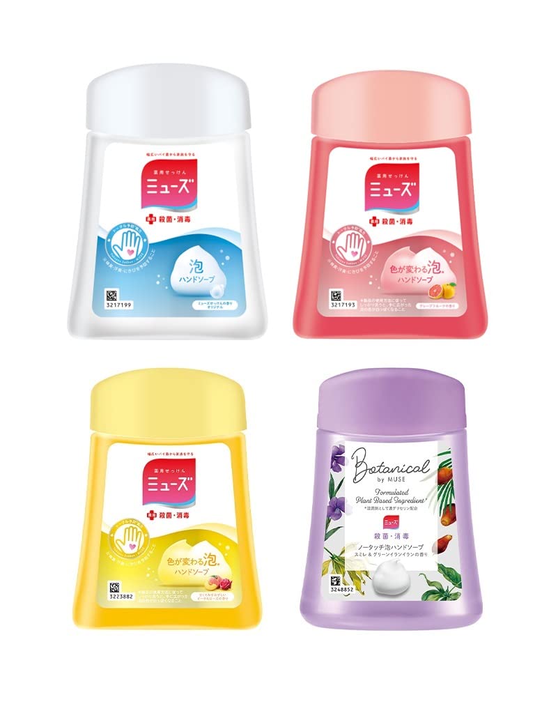 

MUSE Hand Soap Foam Refill Automatic Dispenser Variety Set 4 Types 250ml Sanitization [Quasi-drug] No-Touch (Original/Grapefruit/Peach &