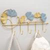Wall Mounted Wear-resistant Ginkgo Leaf Shape Key Holder Coat Hanger Metal Stoarge Hanger Door Hook