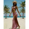 Summer 3 Piece Bikini Sets Elegant Pearl Waist Belt Swimwear with Maxi Beach Skirt Beachwear Long Sarong Bathing Suit