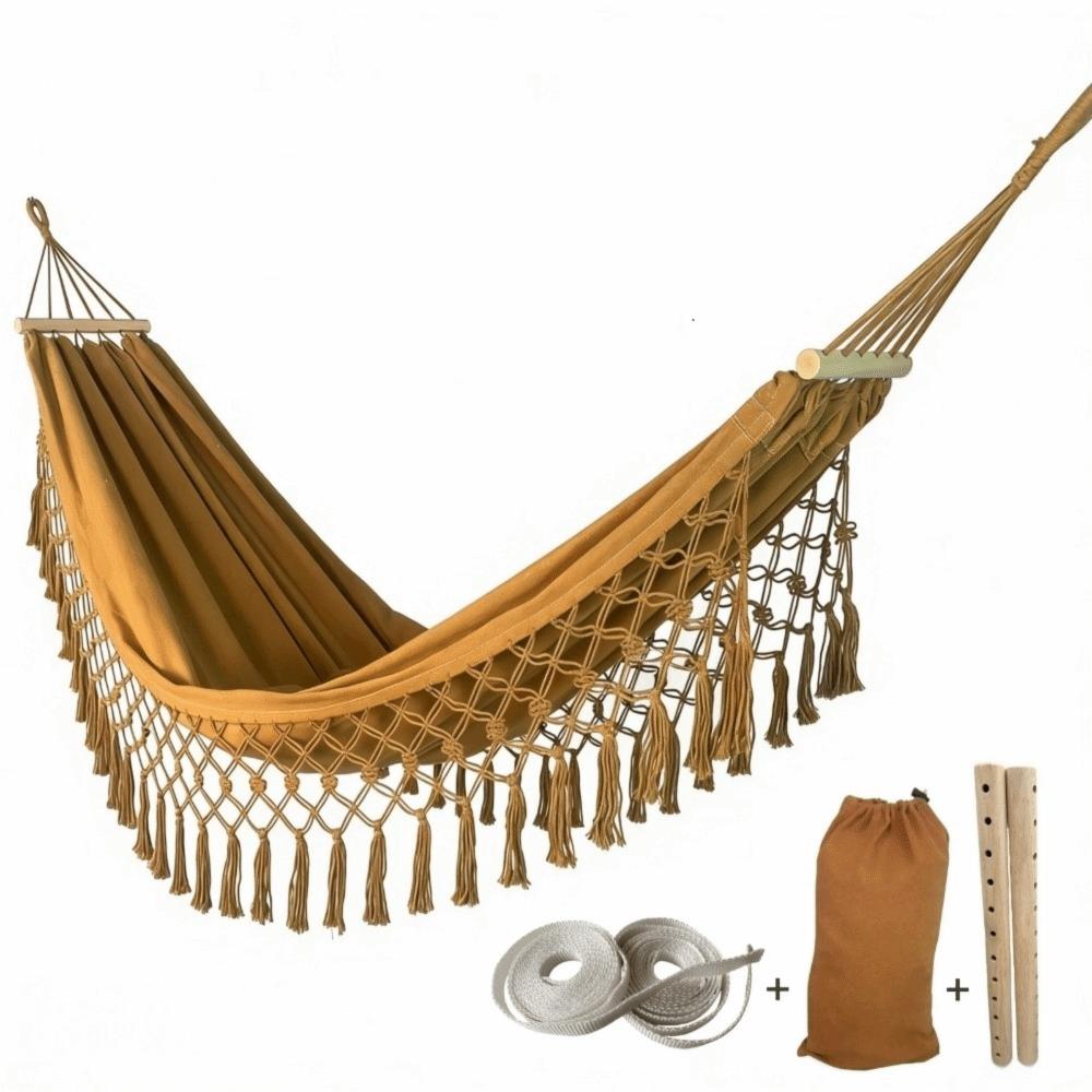 Tassel Camping Hammock Bohemian Style Garden Swing Hammock Durable Double Hammock  Balcony