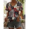 Fashionable Casual Women's Clothing with Colorful Patterns 3D Printed V-neck T-shirt Loose Women's Short Sleeved Shirt