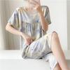 New cotton and silk pajamas women's summer thin two-piece set short-sleeved rayon cotton silk cute loose large size loungewear