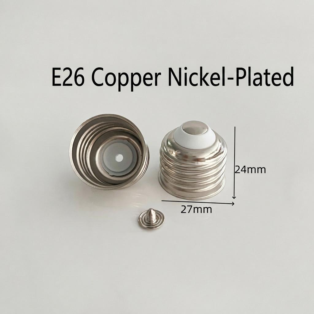 Solder-free Metal Screw Lamp Base E27 E26 B22 Nickel-plated Lamp Holder Replacement for LED Bulb Lighting Fixture