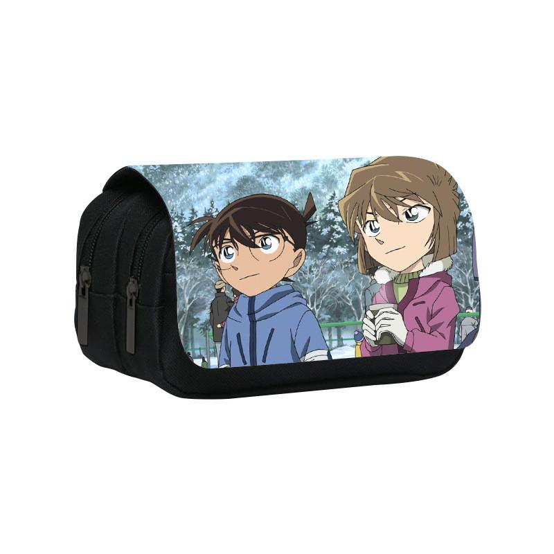 Detective Conan Double Layer Pencil Case Large Capacity Storage Organizer For Students