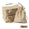 30/20/10pcs Natural Linen Jute Sack Jewelry Pouch Drawstring Bag for Home Party Storage, Christmas, Halloween