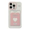 Korean Pink Love Card Bag Suitable for Apple 15 Promax Mobile Phone Case Iphone14 Niche 16 All Inclusive 13 Soft