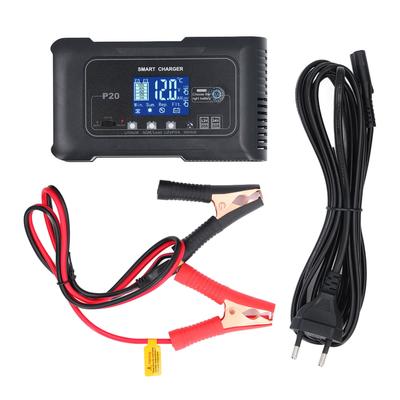 Car Motorcycle Battery Charger 12V 20A and 24V 10A Smart Car Battery Charger Maintainer for Boat Motorcycle Lawn Mower