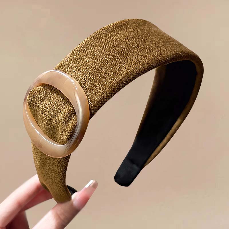 Korean Simple Solid Color Wide Edge Headband for Women Girls Elegant Circular Temperament Headband Headwear Hair Accessories кофейный