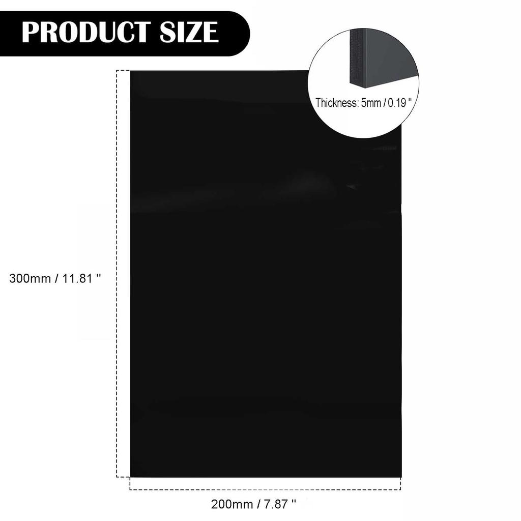 1Pcs Polypropylene Sheet Rigid Plastic Board, Engineering Plastic Sheet Lightweight PP Panel for Cutting , DIY, Water Tank, White  ,Black 200x300mm