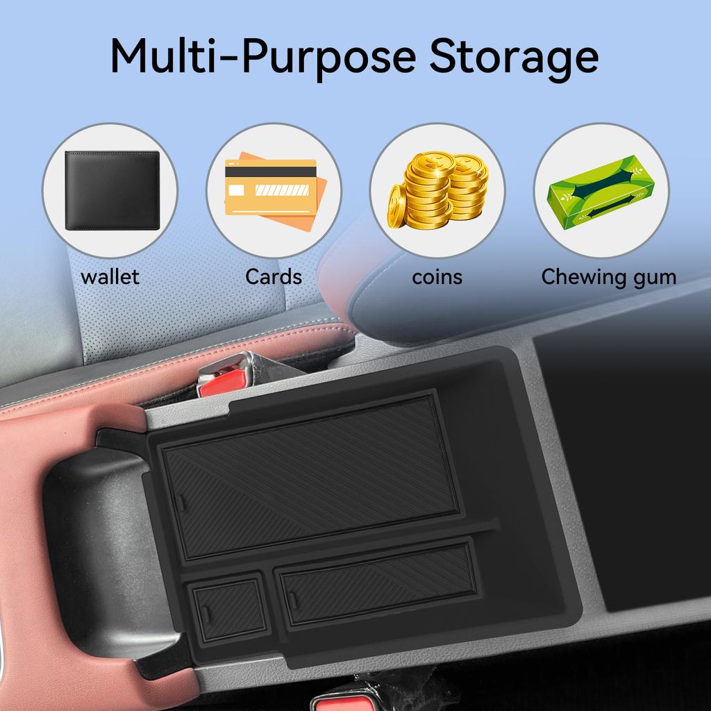 LUCKEASY Right Drive for Geely Proton X50 2025 Facelift Center Armrest Storage Box Car Accessories Organizer Tidying Tray ABS