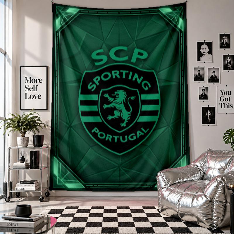 Arazzo da Parete FC Sporting CP Decorazione per la Casa Tessuto da Appendere a Parete per Camera da Letto Soggiorno Sfondo