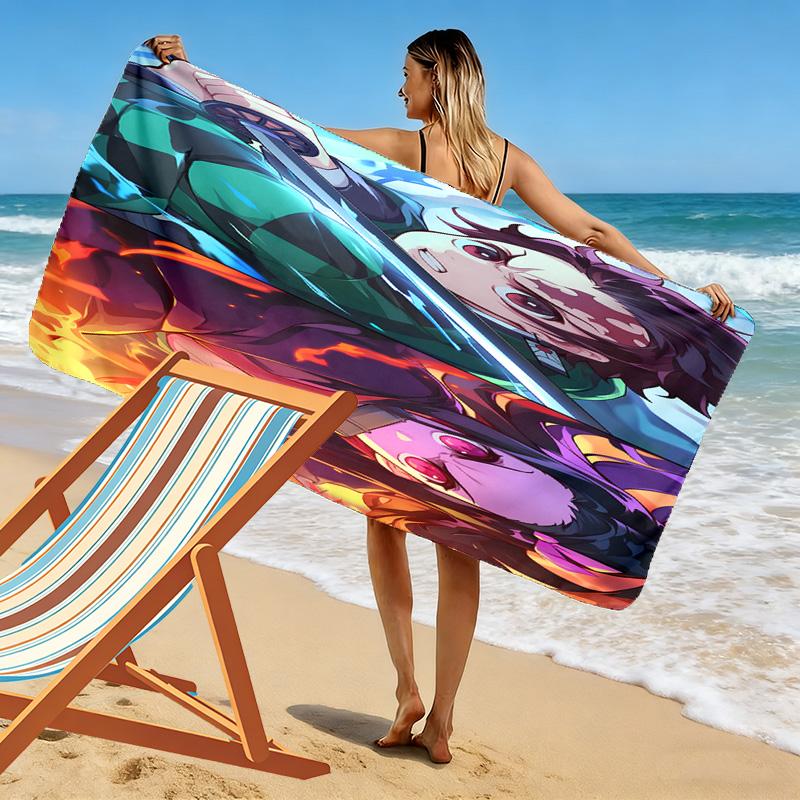 Vibrant Anime Spirit Beach Towel Beach Towel for Vacation Photos Soft Seaside Absorbent Bath Towel Outdoor Pool Towel Outdoor Picnic Beach Mat Beach