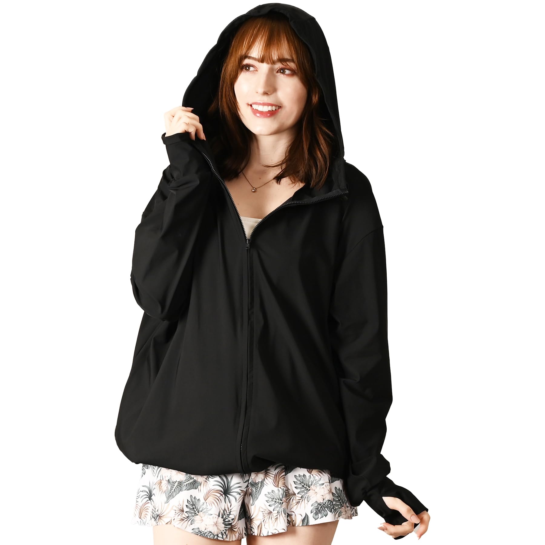 

Amphibious UV Protection Rash Guard Hoodie am4003 (L, Black)