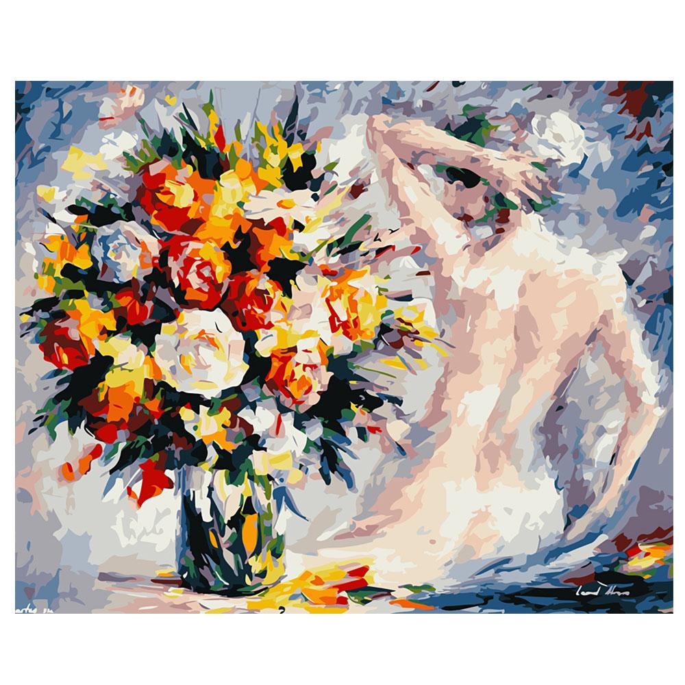 

DIY картина маслом по номерам ремесленный декор 40x50 см безрамный женский цветок