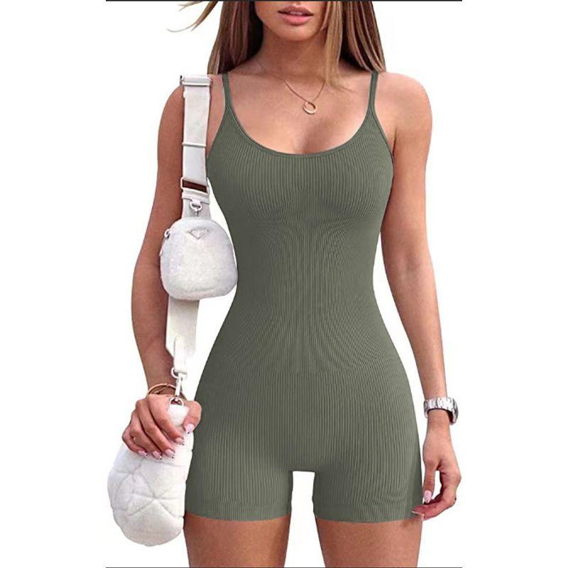 

2025 Лето Сексуальная майка Облегающий комбинезон Шорты Army Green XL