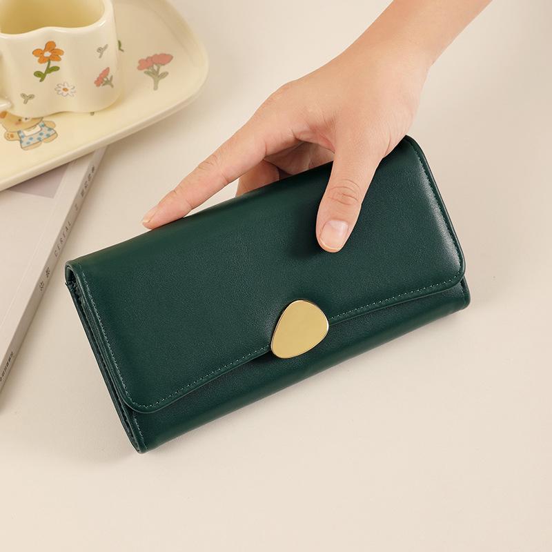 1Pc PU Leather Wallets For Women Card Holder Purses Women's Long Folding Wallet With Zip Coin Pocket
