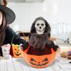 Halloween Skelett Süßigkeitsschale Animierte Schädel Süßigkeitenschale mit Bewegungsaktiviertem Horror Halloween Süßigkeitsserver mit LED-Augen und Gruseligem Geräusch