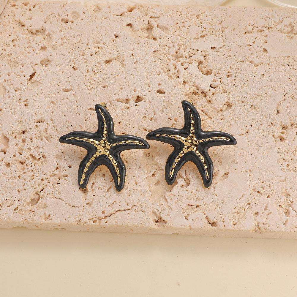 

DIGADAGU Stainless Steel Starfish Shell Animal Stud Earrings New Luxury Elegant Earrings Women Party Zircon Accessories