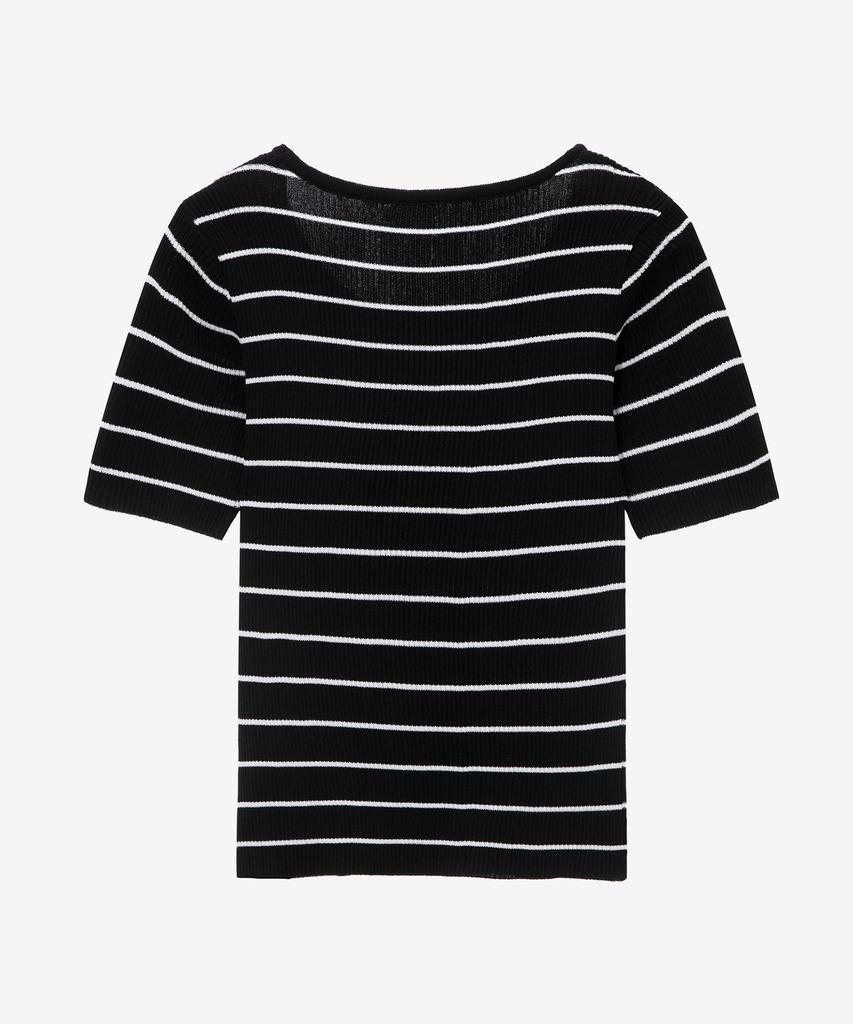 MIND BRIDGE WOMEN [[On]W] U-Neck Striped Slim Fit Knit - 4 Colors